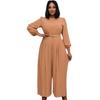 Sommer neues einfarbiges langärmliges plissiertes Übergrößen-Damenbekleidungs-Jumpsuit locker und dünn
