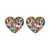 Korean Fashion Heart Metal Hollow Stud Earrings For Women Girl Luxury Bling Color Crystal Party Jewelry Aesthetic Accessories