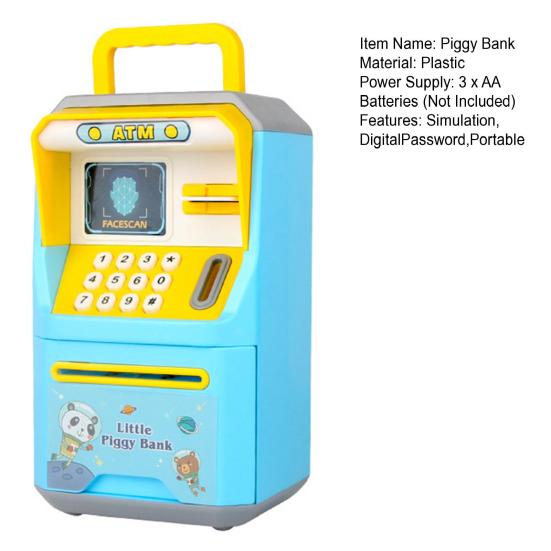 Kids Piggy Bank Portable Handle Built-in Music Digital Password Simulation Face Recognition Save