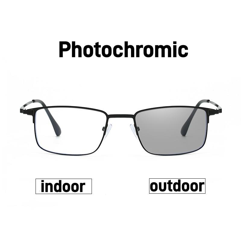 Business Photochromic Myopia Glasses Ultra-Lightweight Comfortable Classic Full-Frame Spectacles Minus Diopter 0 To -4.0