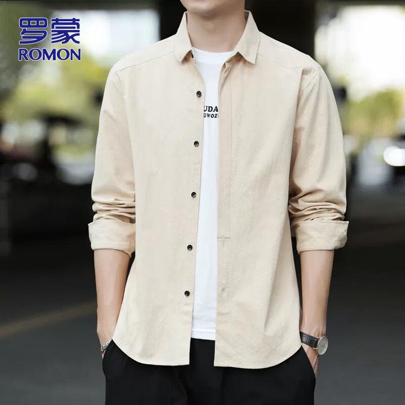 ROMON Men s Casual Long-Sleeve Shirt 2XL