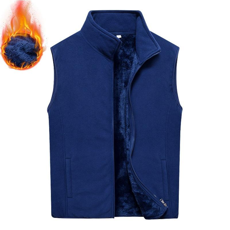 Autumn and Winter Polar Fleece Vest Men's Windproof and Warm Plus Velvet Thickened Vest Jacket Large Size Stand-up Collar Fashion Casual