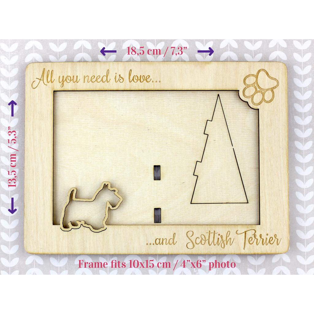 Scottish terrier, Aberdeen Terrier, Scottie, Aberdeenie - Photo frame, engraved wooden frame, a lovely gadget for the dog lover by Art-Dog