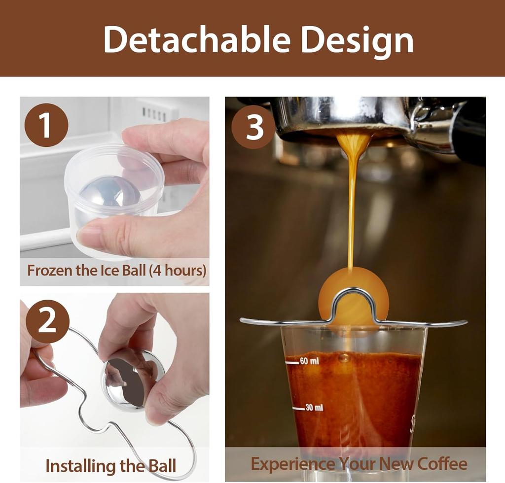 Zestaw 2 mrożonych kulek do espresso do ekspresu do espresso, kulka chłodząca do espresso ze stali nierdzewnej, chłodziarka do espresso, akcesoria do ekspresu do kawy