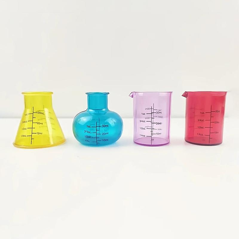 1 Sæt Pædagogiske Mini Målebægre Plastik Undervisningshjælp Videnskabeligt Eksperiment Sensorisk DIY 4 Farvede Målebægre