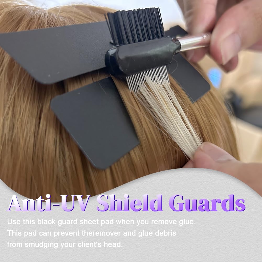 UV Hair Kit with Safety Shields,30g Fast-Drying Glue + 30ml Remover,Salon & DIY Extension Care,Lamp & Tools Set