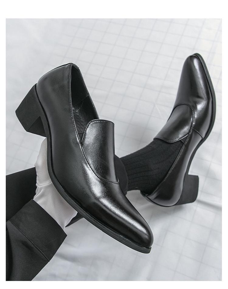 Plus Size Men's Formal Pointed Toe Leather Slip-on Shoes - Spring/Autumn 2025