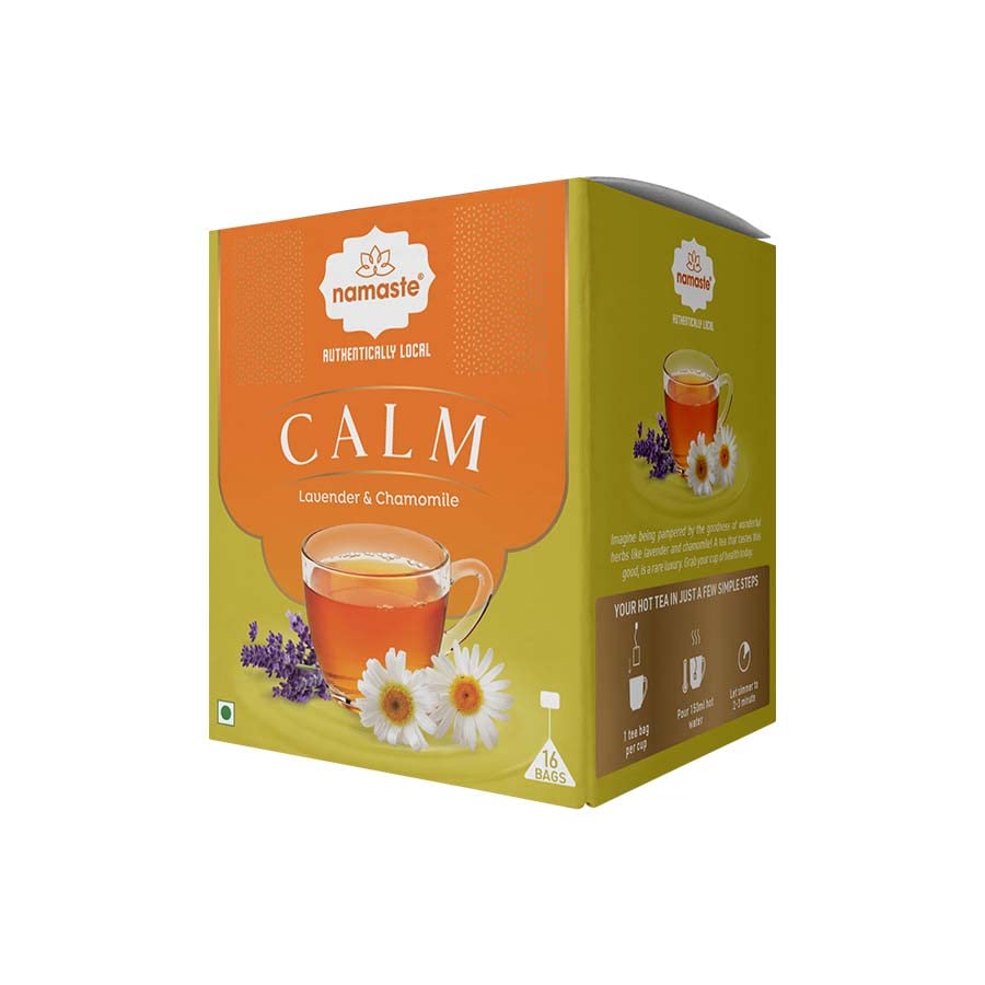 Namaste Chai Calming Herbal Tea | Caffeine Free Natural Herbs | 16 Sachets Dip Bag