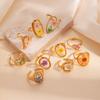 Ovaler geometrischer Ring Ring mit offenem Herzform Spezieller Blumenring Schmuckgeschenk