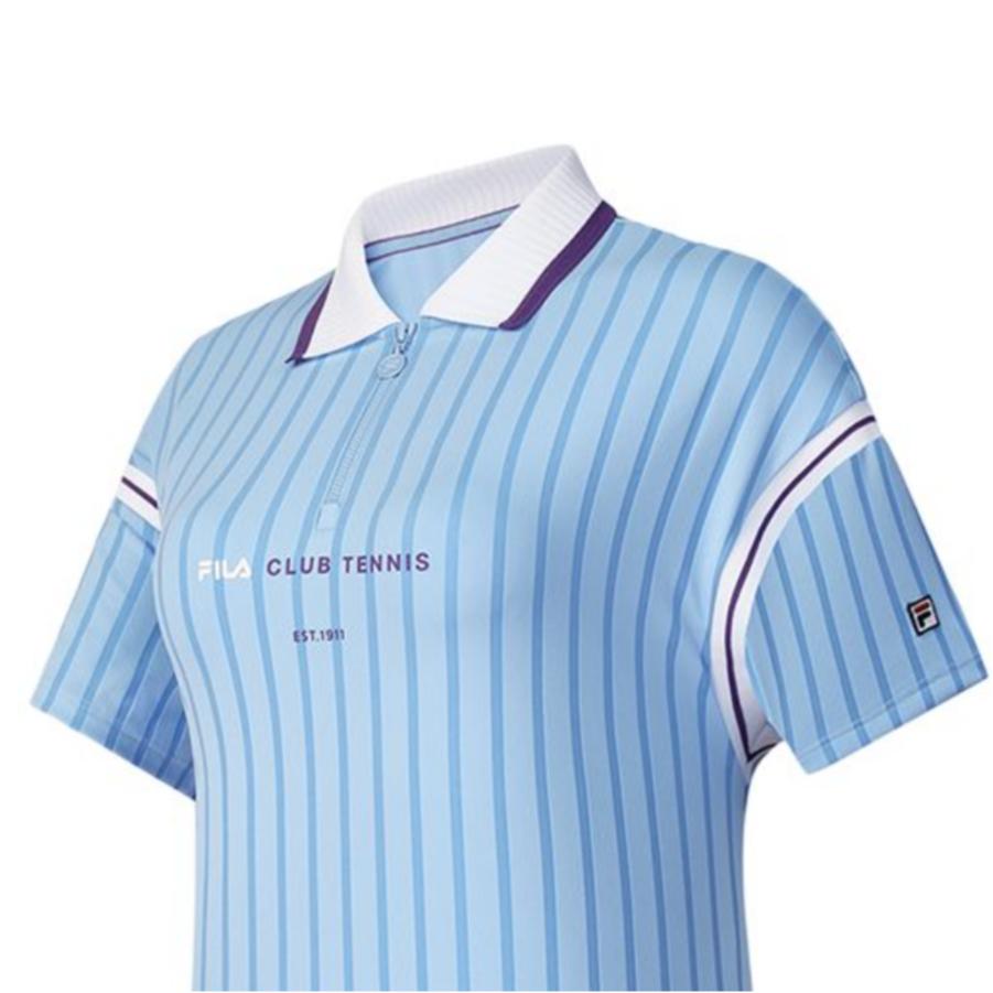 FILA Sports Sun Protection Breathable Tennis Short Sleeve Polo Shirt Women tops Bell-Blue A11W433106FLB