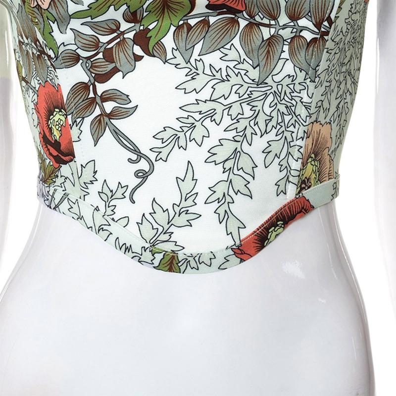 Sweet Floral Printing Backless Female Waist Corset Sleeveless Top Women Slimming Waistband Elasticity Corsets T-shirt