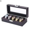 Watch Organizer Box with Glass Lid 3/5/6 Slots Men Women Watch Display Case Faux Leather Wristwatch Holder with Removable Pillows