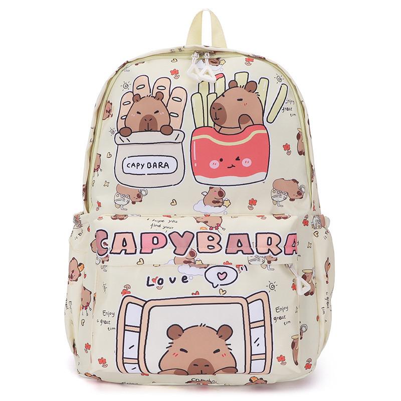 Capybara French Cute Fries Bear Cartoon Animal Printed Women Suitable Backpack