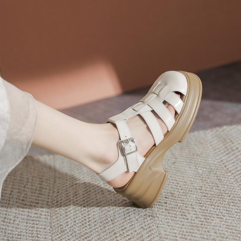 

Baotou sandals women s summer thick-soled new woven pig cage shoes 40