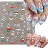 5D Kawaii Crystal Ball Christmas Nail Stickers Gold White Snowflakes Santa Claus Xmas Nail Decal Adhesive Holiday Manicure Suppl