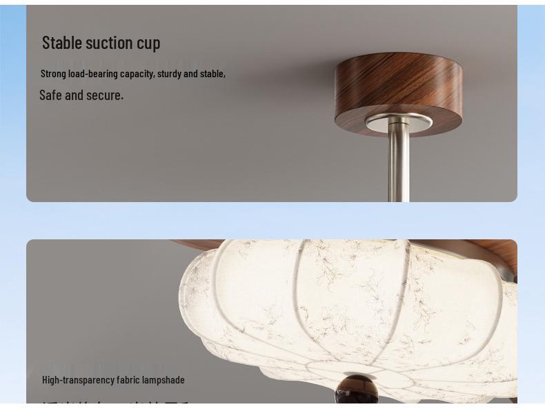 Mid-Century Walnut Fan Light Chandelier for Bedroom/Living Room
