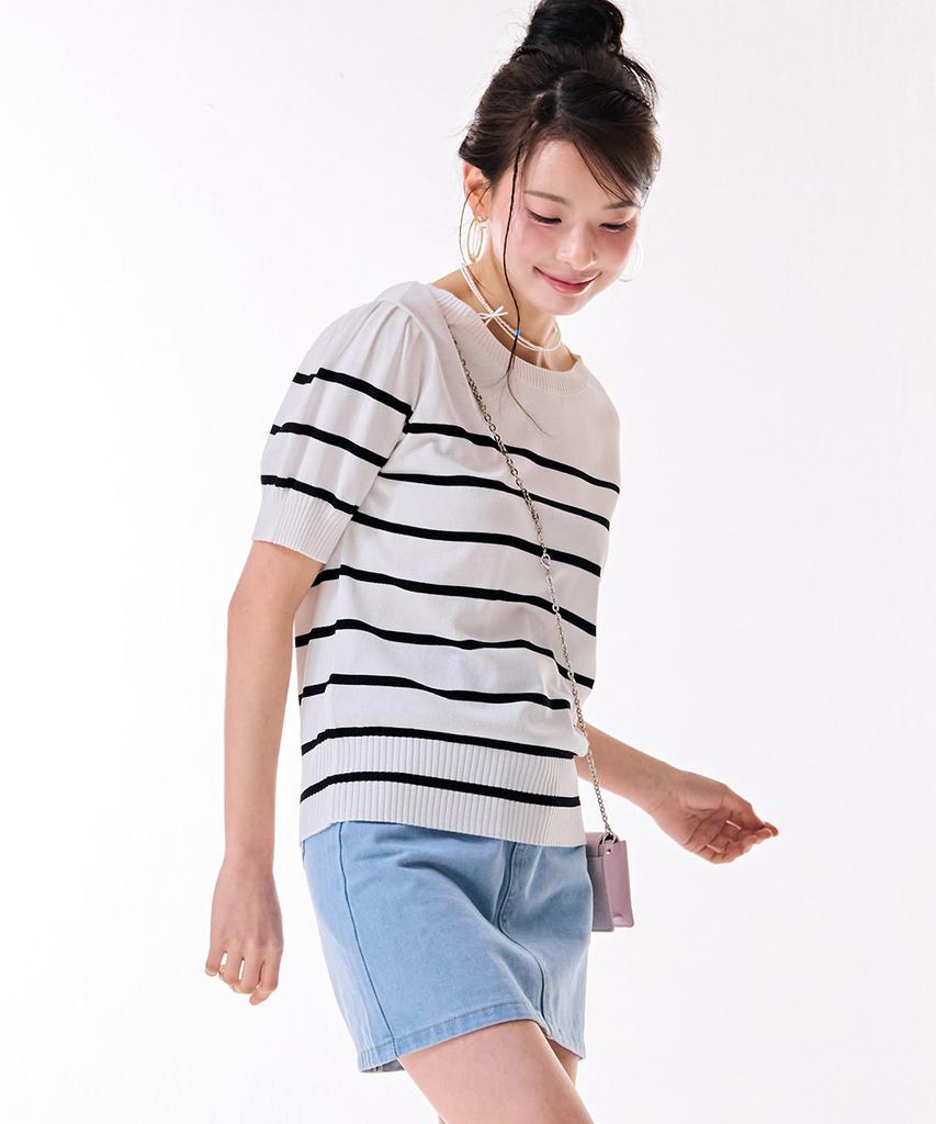CHASECULT Women'S Striped Short Sleeve Sweater-Dbrg5672D0A