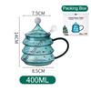 Christmas Tree Glass Cup With Lid and Stirring Rod Transparent Coffee Cup Milk Mug Tumblers For Kids Children's Christmas Gift