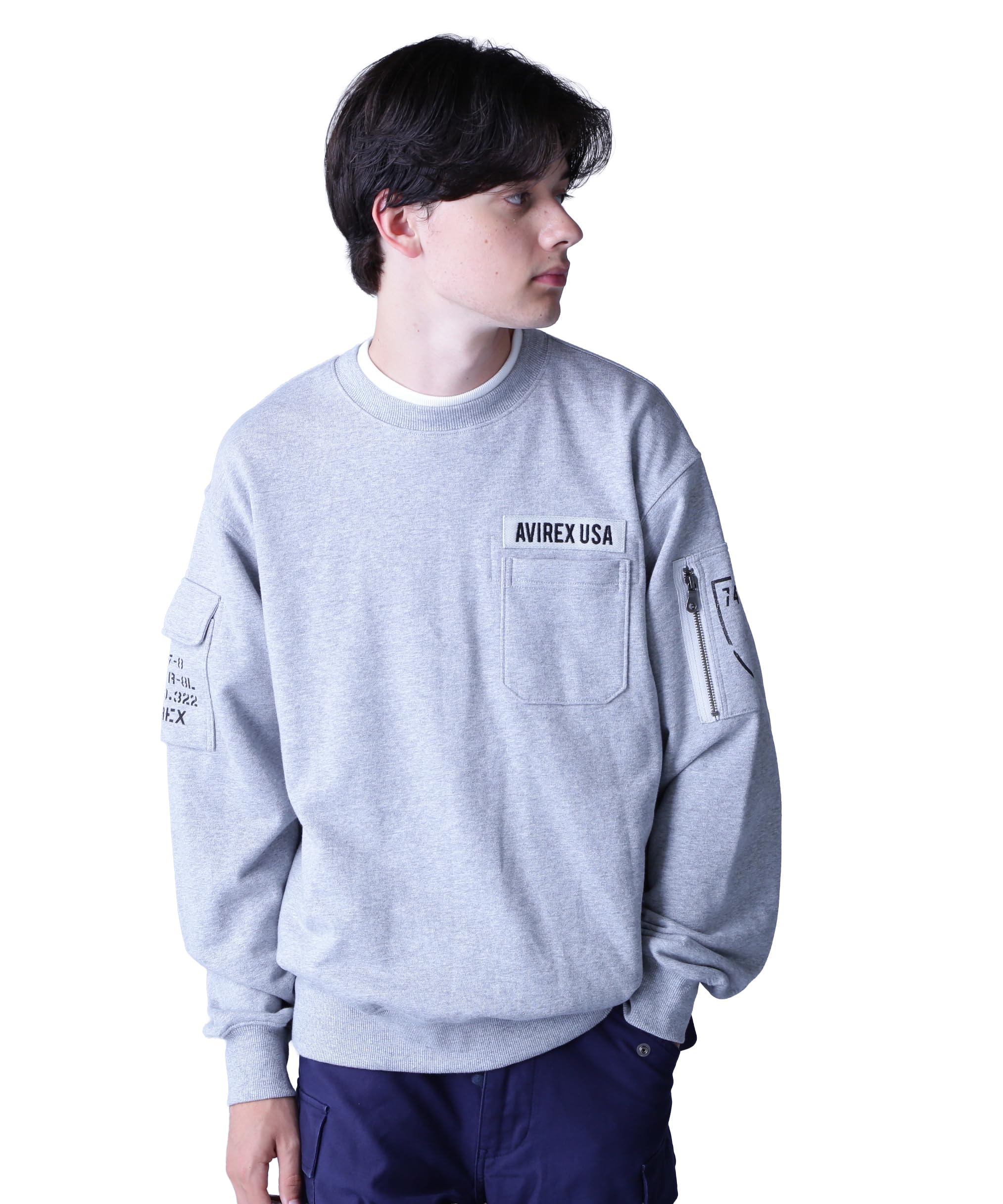 AVIREX FATIGUE CREWNECK SWEAT мужской XL 382 оксфорд 783-3932004