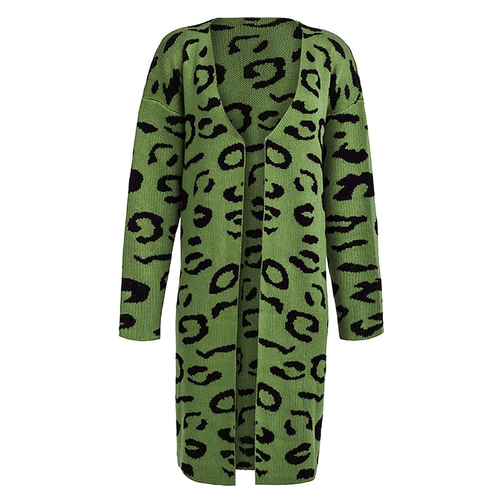 Mode Damen Strickdruck Langarm Strickjacke T-Shirt Tops Pullover Mantel