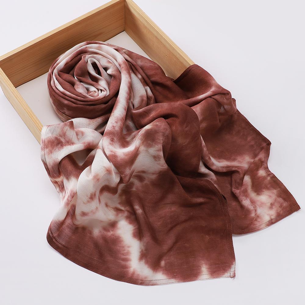 Hot Selling Tie Dye Printed Hijab Modal Cotton Viscose Scarf Rayon Shawl Lightweight Muslim Ramadan Headscarf Scarves