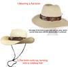 Vintage Westernstroh-Cowboyhut Unisex mit Gürtelschnallen-Dekoration Geeignet für Outdoor-Strandurlaub Breiter Rand Sonnenschutzhut Urlaubsgeschenk