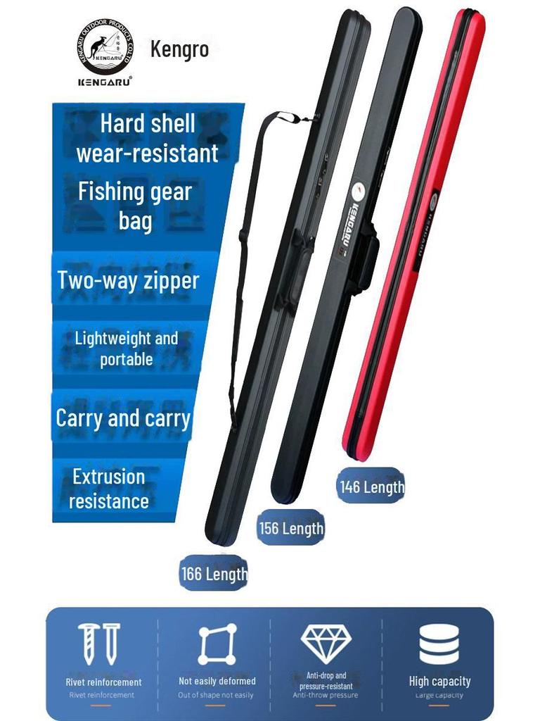 KENGARU Compression-Resistant Hard Shell Fishing Rod Bag - Sizes 1.25m/1.35m/1.45m/1.65m 