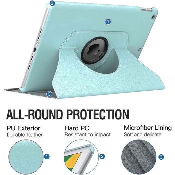 Coque + Verre Trempé - BOOLING - pour iPad 10,2" - Antichoc - Support Rotatif - Bleu