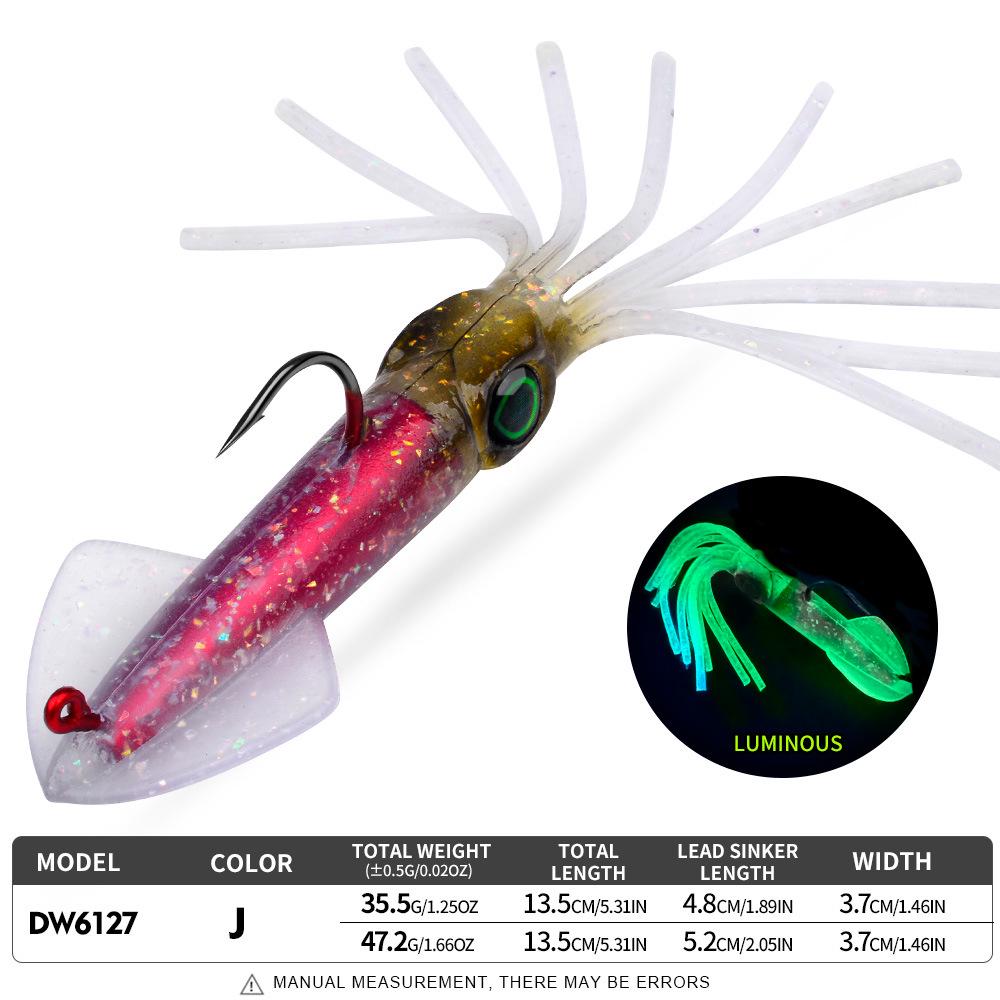 13cm Luminous UV Squid Lure with Lead Head & Hook - Soft Bionic Octopus/Cuttlefish Bait