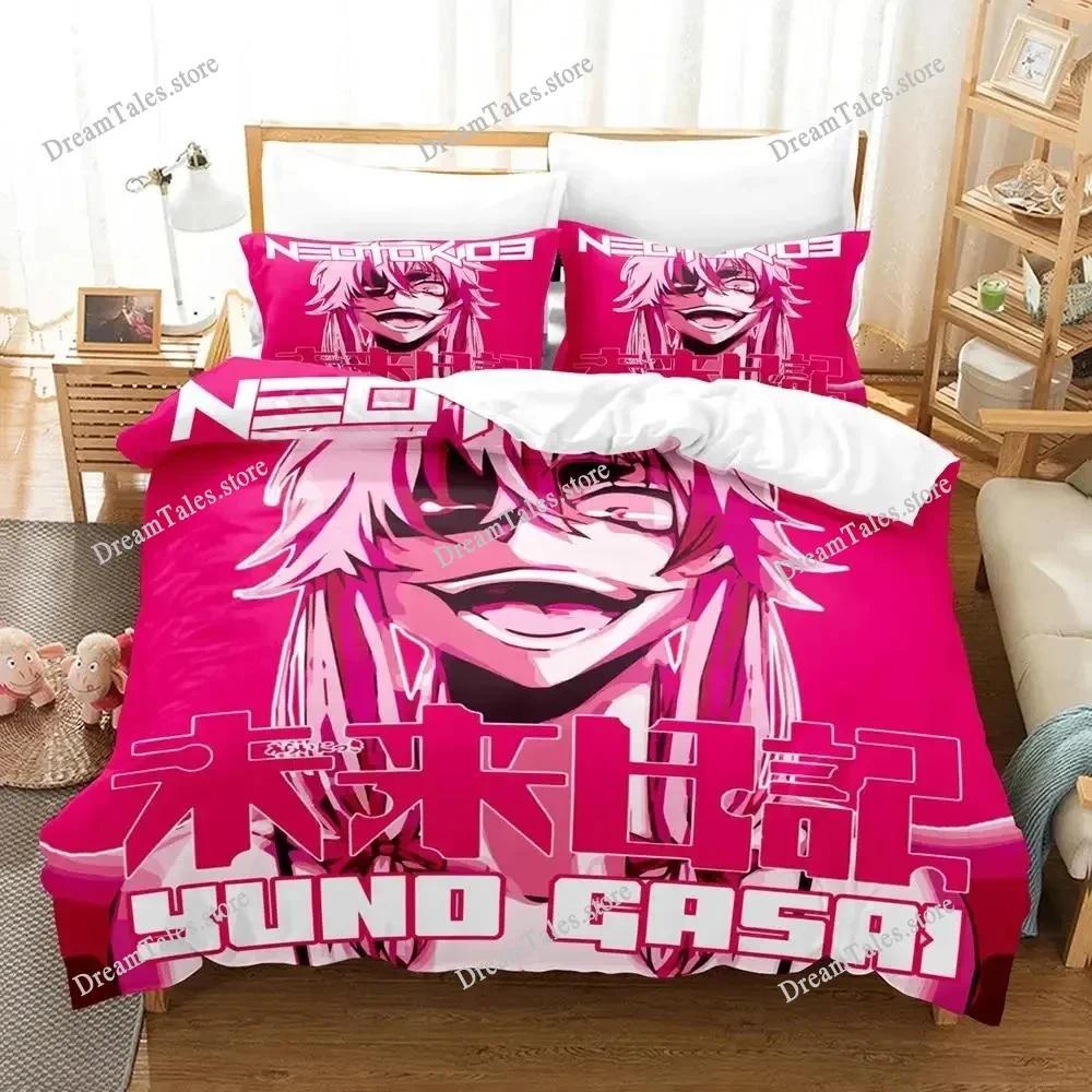 Exquisite 3D Anime Future Diary Yuno Gasai Wallpaper Print Bedding Set Duvet Cover Comforter Bed Youth Kids Girls Boys Gift741