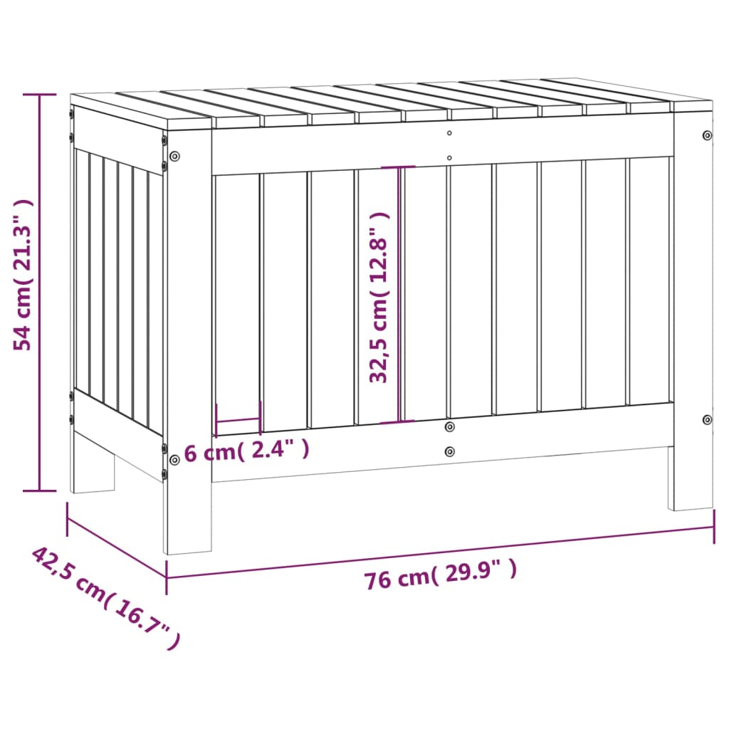 Garden Storage Box Black 76 X 42.5 X 54 Cm Solid Pine Wood