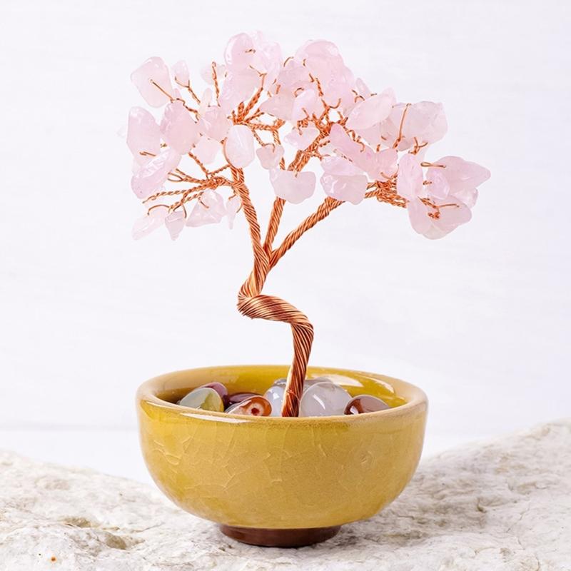 Crystal Gemstones Money Tree Gemstones Tree Natural Stone Tree for Financial Stability and Success, Office Desk Decors
