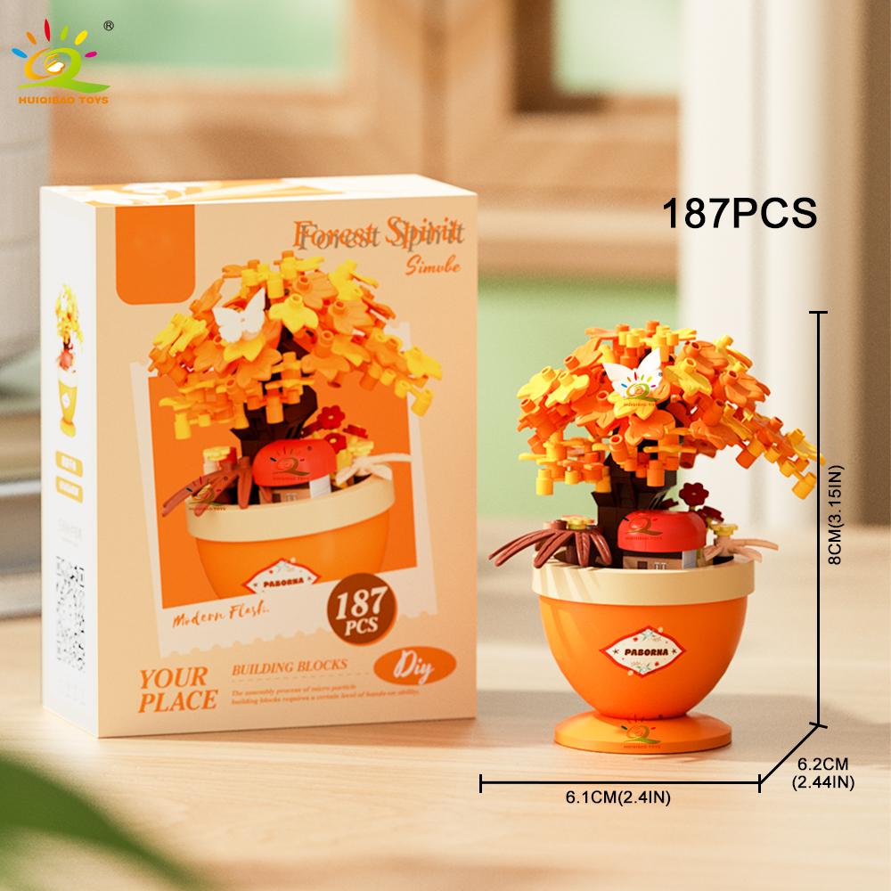 Moc Flower With Pot Micro Building Block Sunflower Rose Eternal Bouquet Mini Diamond Model Brick Toy For Children Desk