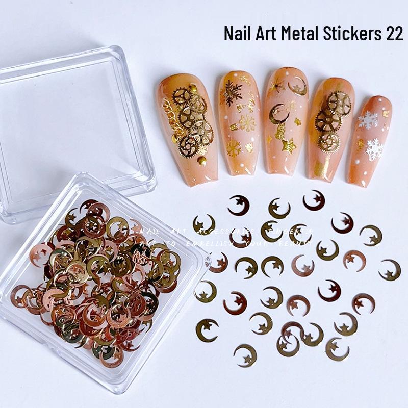 Matte Frosted Gold & Silver Rivet Nail Art Stickers - DIY Japanese Nail Accessories