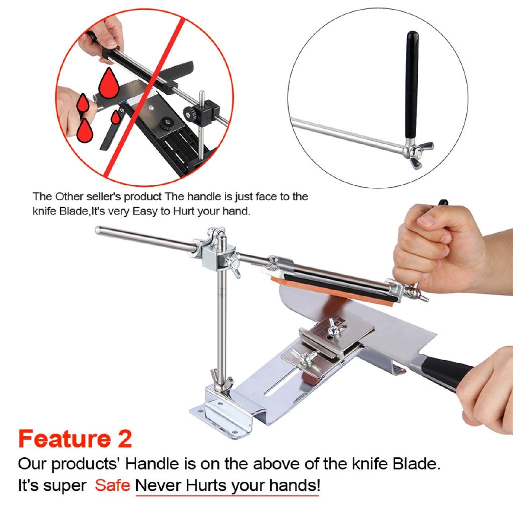 4Pcs Silver Kitchen Stainless Steel Knife Sharpener Professional Knife Sharpener Sharpening Fix Fixed Angle + Stones Whetstone