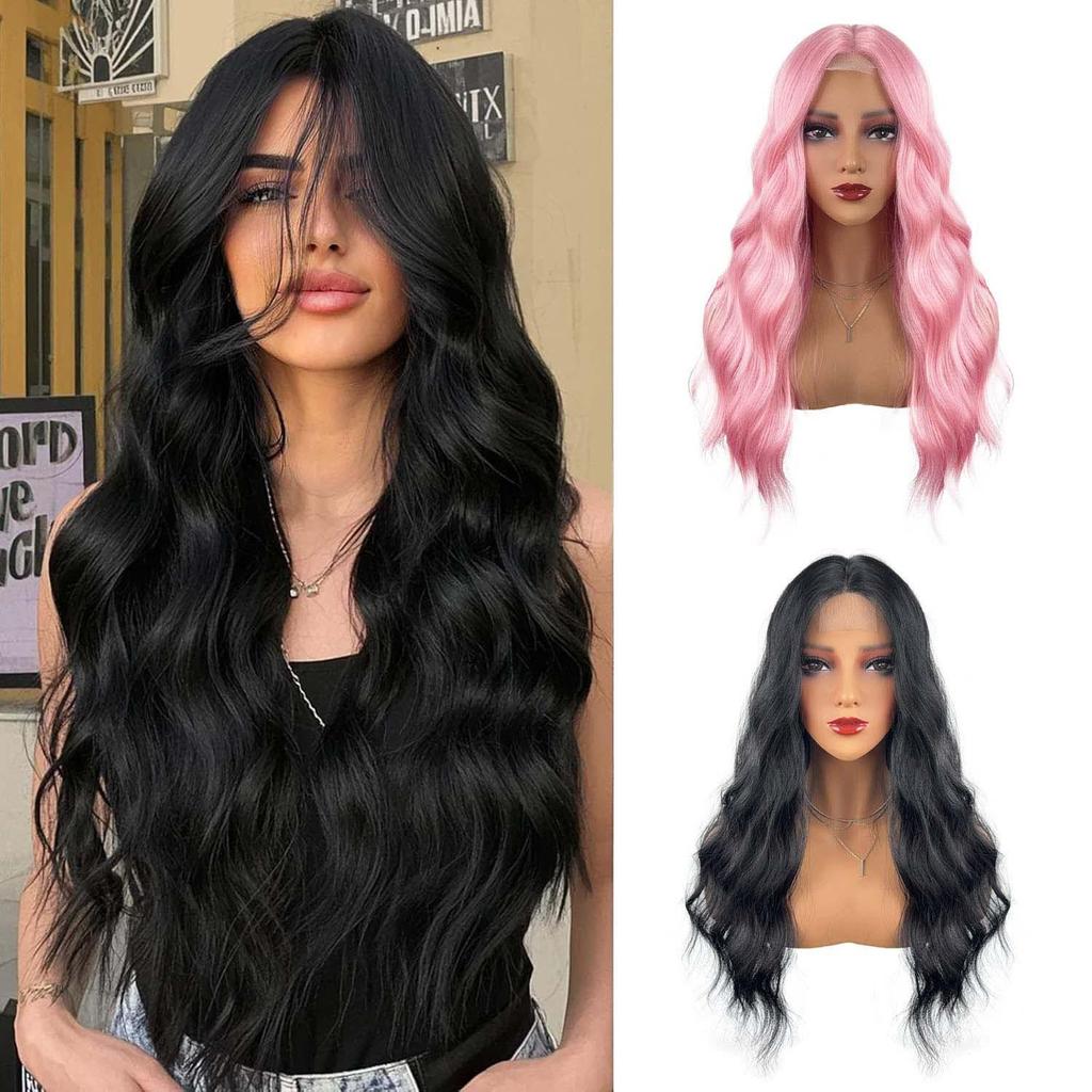 New Style Cross-border Europe & America High-Temp Silk Women's Middle-Part Corn Perm Big Waves Lace Scalp Wig