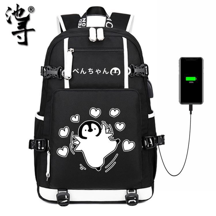 Gray Penguin Emoji Peripheral Backpack Elementary School Bag Male And Female Junior High School Backpack Large Capacity no specification