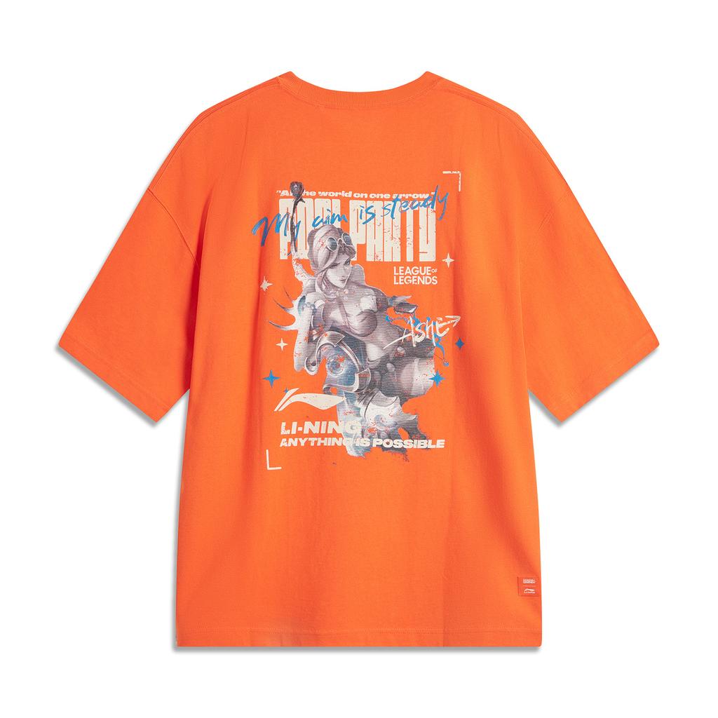 Li Ning Sports Life Collection T Shirt Unisex Vibrant Orange AHSUA63-4