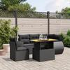 Vidaxl 6-Cz. Garden Furniture Set With Cushions, Black Poly Rattan