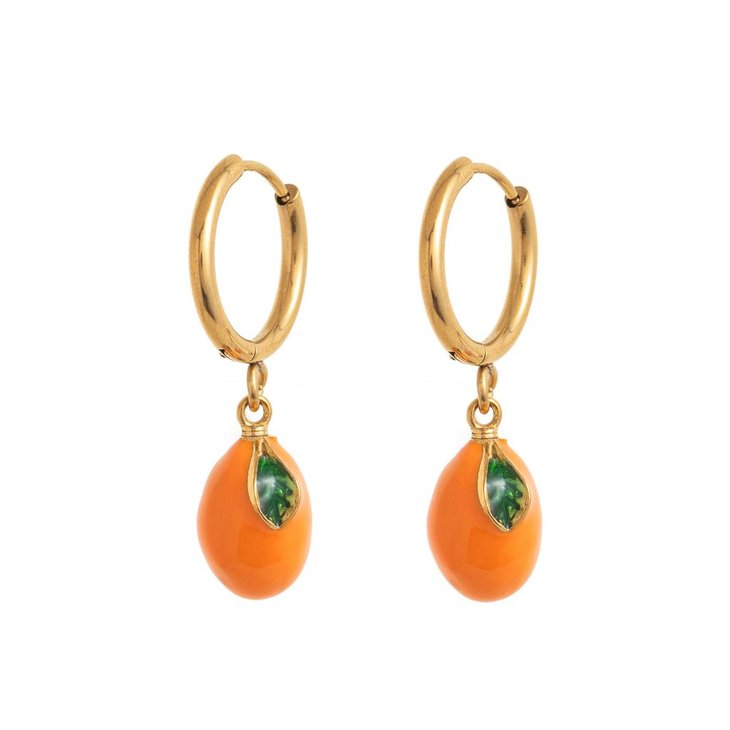 Niche Design Sense Color Zircon Fruit Earrings Stainless Steel Quality Assurance Color