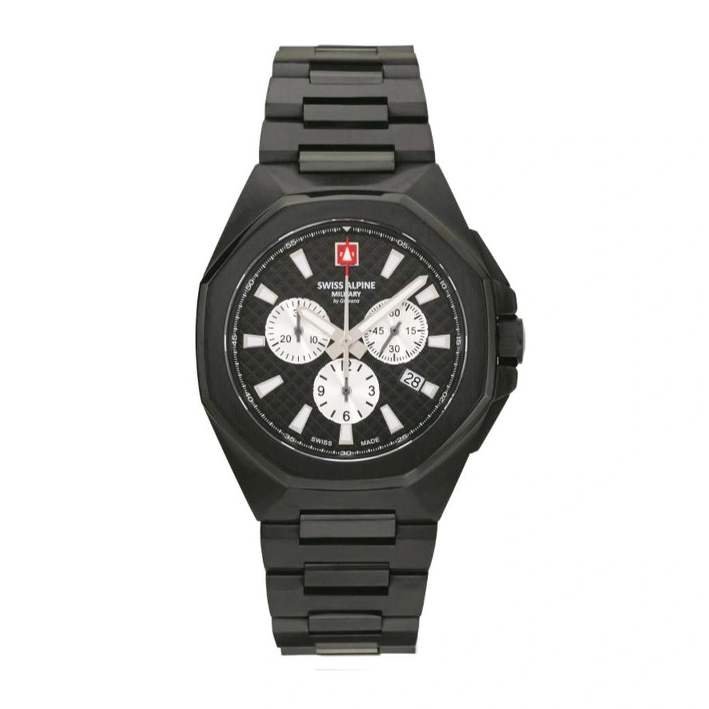 

Мужские часы Swiss Alpine Military Typhoon Chrono из нержавеющей стали, с черным циферблатом, кварцевые 7005.9177 100M чёрный