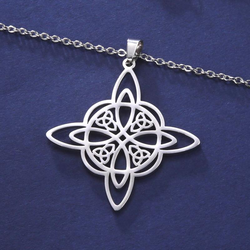 Dawapara Witch Knot Necklace Celtics Good Luck Irish Jewelry Stainless Steel Wiccan Vintage Wealth Amulet Women Necklace