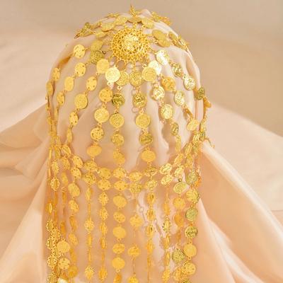 Yousheng Metal Hair Accessory Retro Coin Tassel Design Headgear Retro Court Style Exaggerated Multi-Layered Golden Headpiece