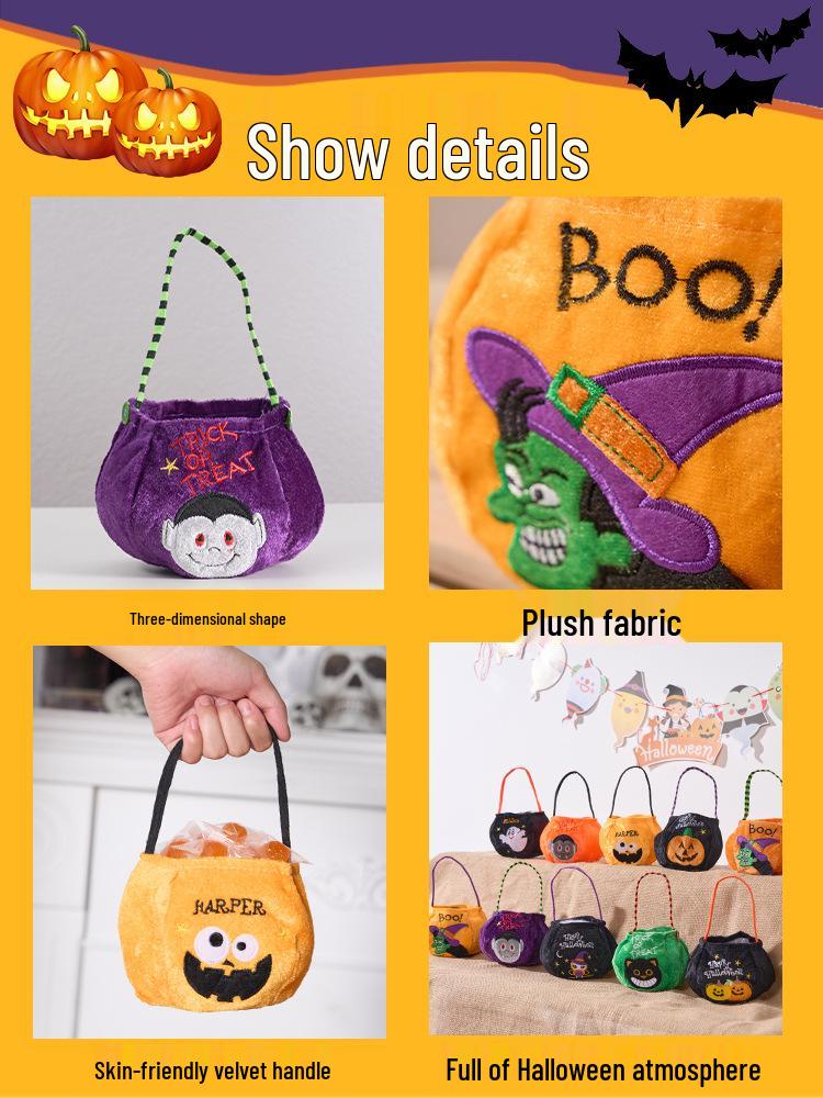 Halloween Pumpkin Trick-or-Treat Flannel Bag for Kids - Festive Outdoor Decoration and Ornament.
