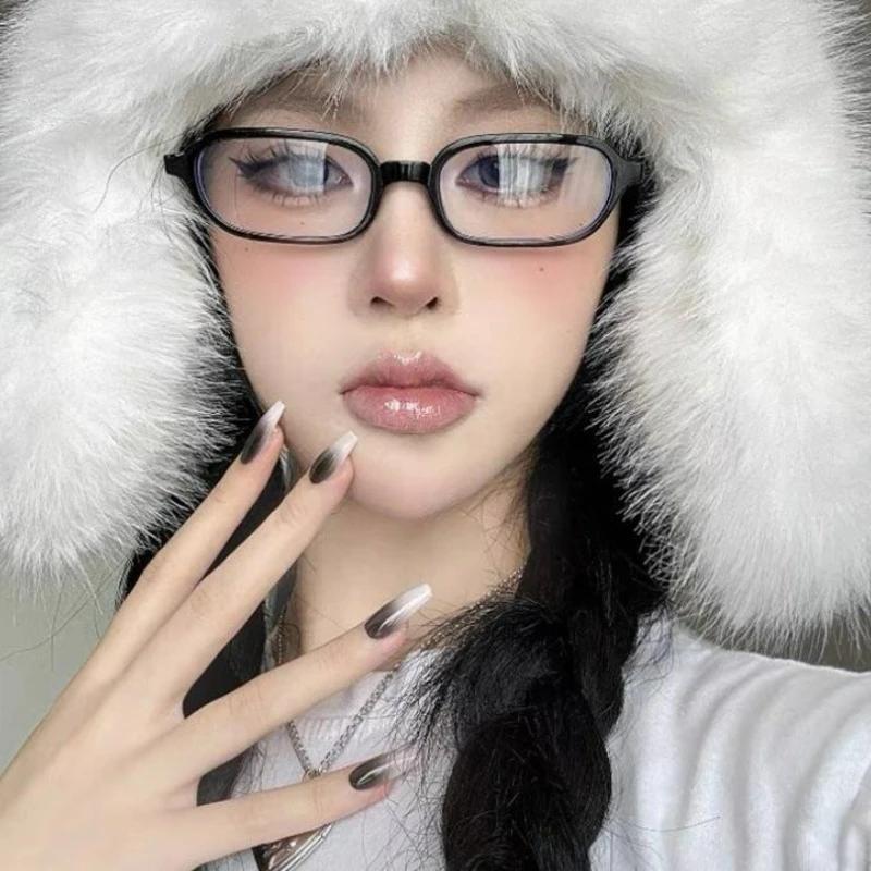 Korean Square Frame Leopard Print Glasses New Black Rectangle Frame Women Men Vintage Fashion Trends Eye Protection Eyewear