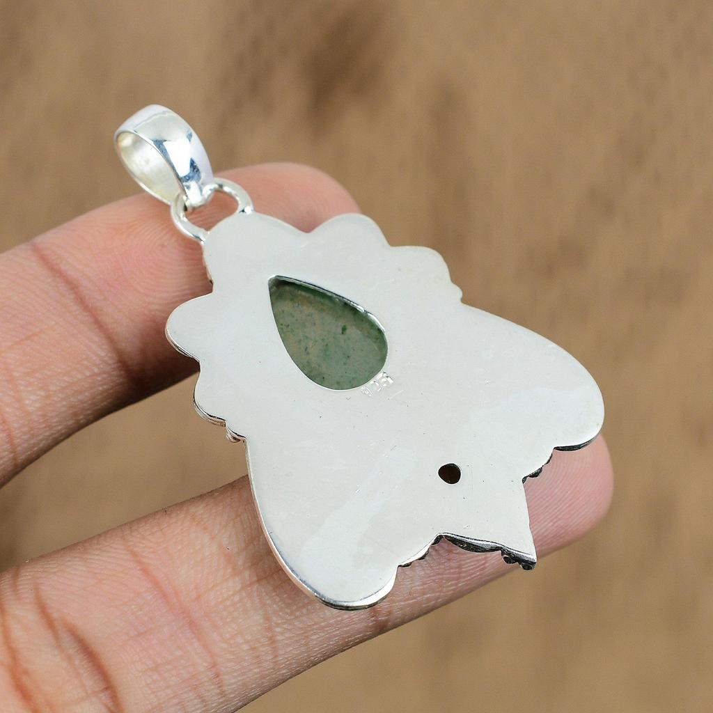Birthday Gift For Her Natural Green Aventurine Gemstone Pendant 925 Silver