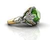 Luxurious Women's Silver Ring with Mermaid Green Zircon