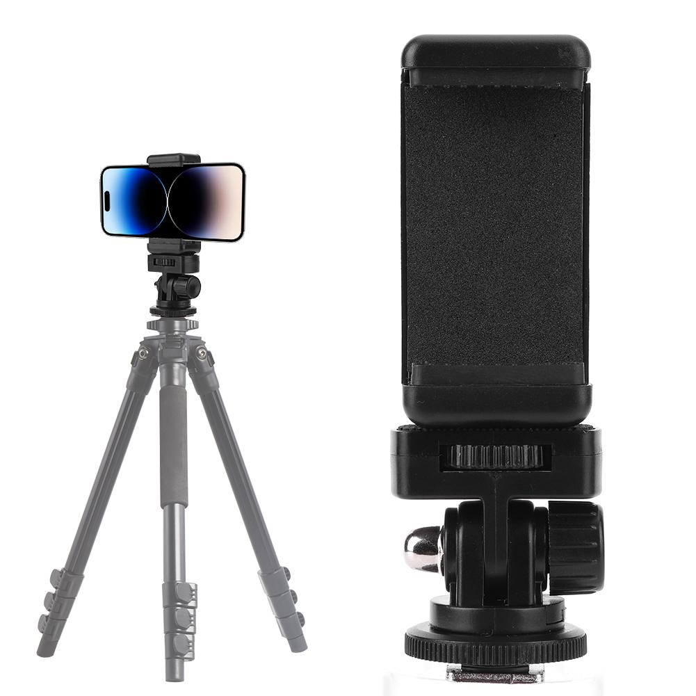 Camera Flash Hot Shoe Mount Adapter Phone Tripod Holder Clip w/ Cold Shoe Mount for iPhone Samsung Canon Nikon Sony DSLR