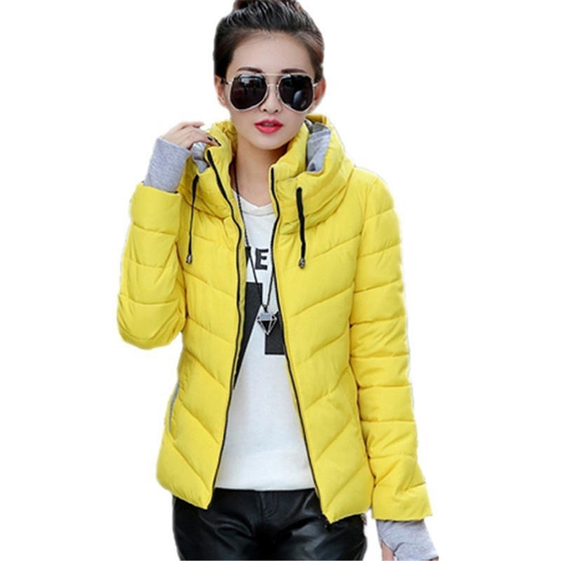 Female Winter Warm Parkas Solid Color Full Sleeve Cotton-Padded Thickening Slim Outerwear