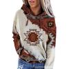 Women's Ethnic Style Retro Print Round Neck Pullover Hoodie